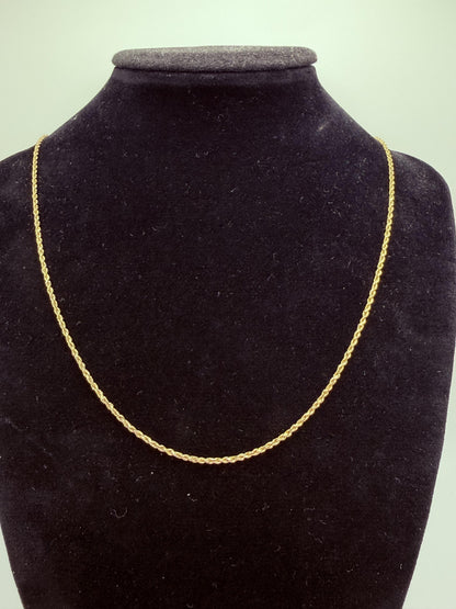 14k Yellow Gold Twisted Rope Chain 25" Speciality Gold Rope Necklace