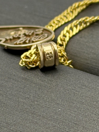 14k Yellow Gold Half Heart Big Sister Pendant Necklace + Comp 18k GF Chain