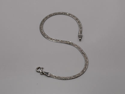 14k Specialty White Gold Herring Bone Chain ITALY 7" Bracelet