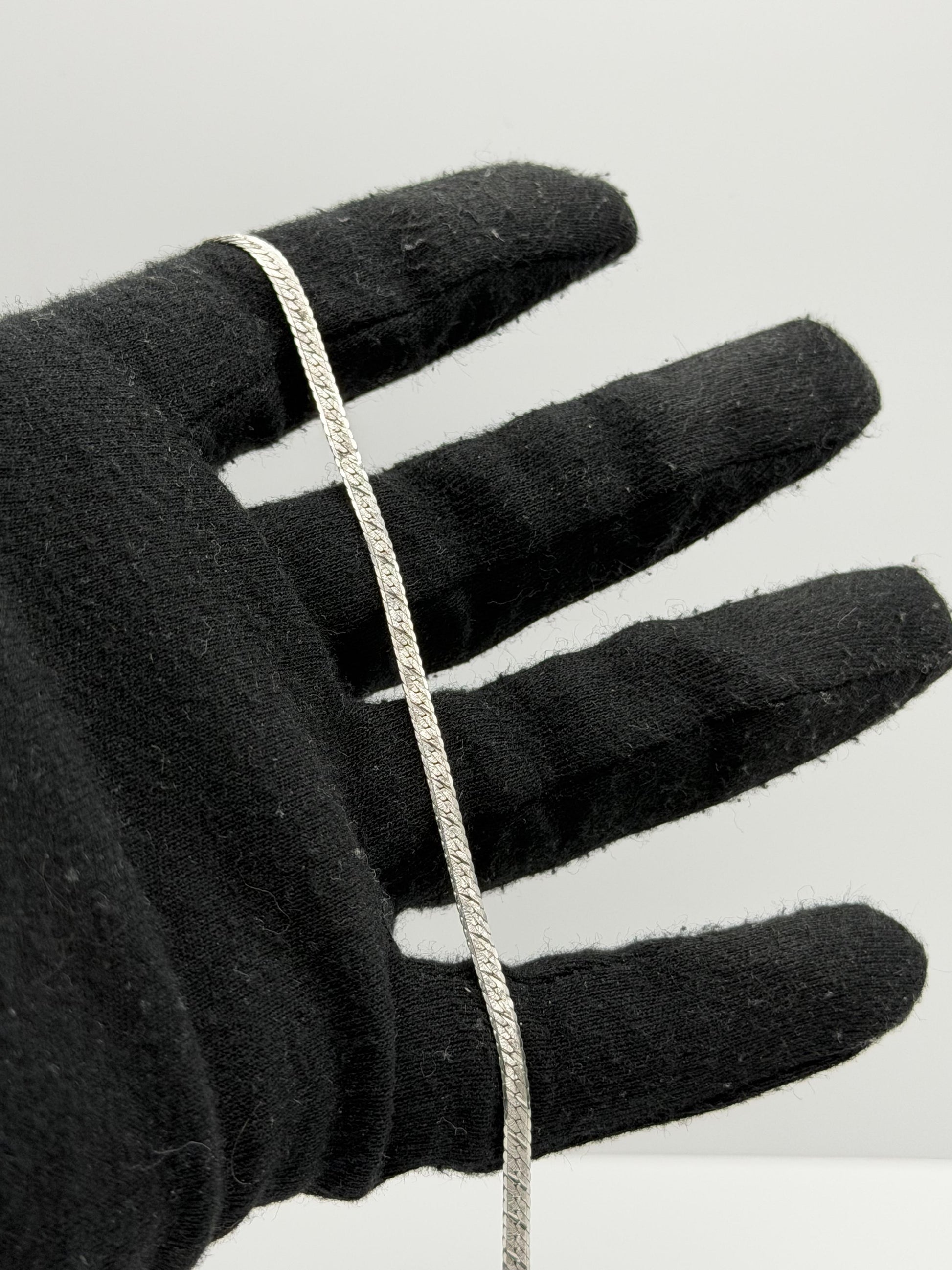 14k Specialty White Gold Herring Bone Chain ITALY 7" Bracelet