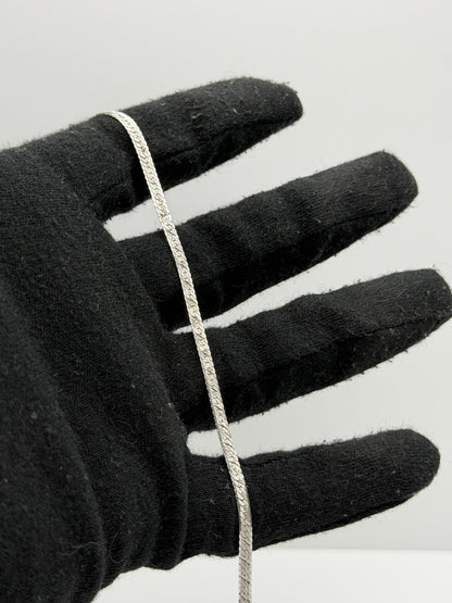 14k Specialty White Gold Herring Bone Chain ITALY 7" Bracelet