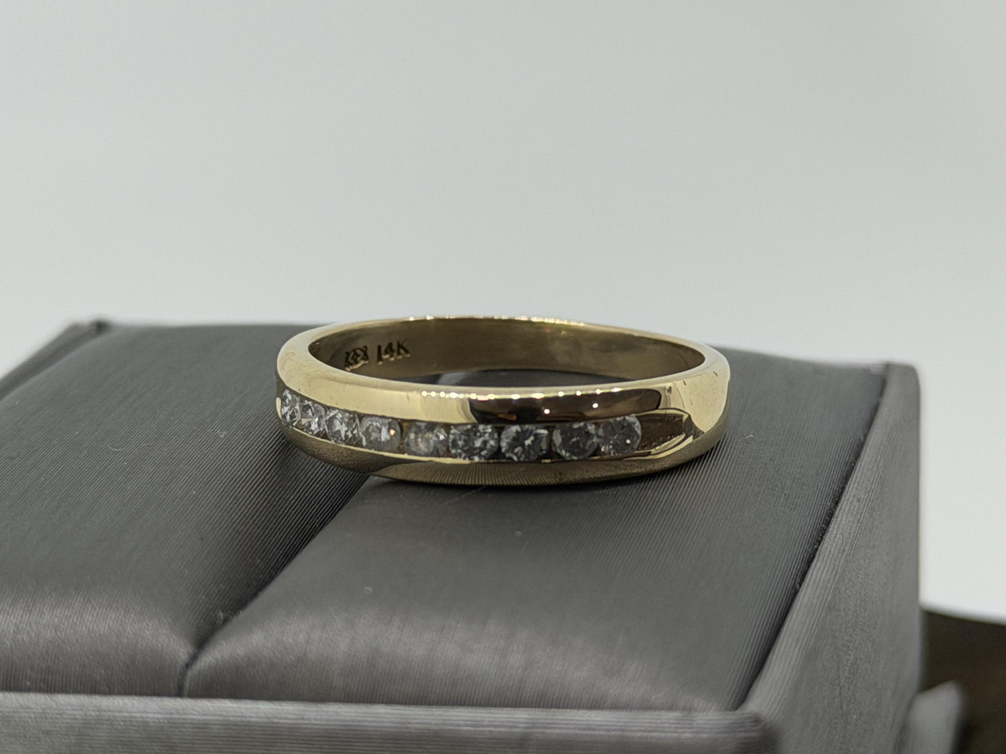 14k Mens Diamond Channel Ring .50ctw Eternity Band Ring Wedding Anniversary