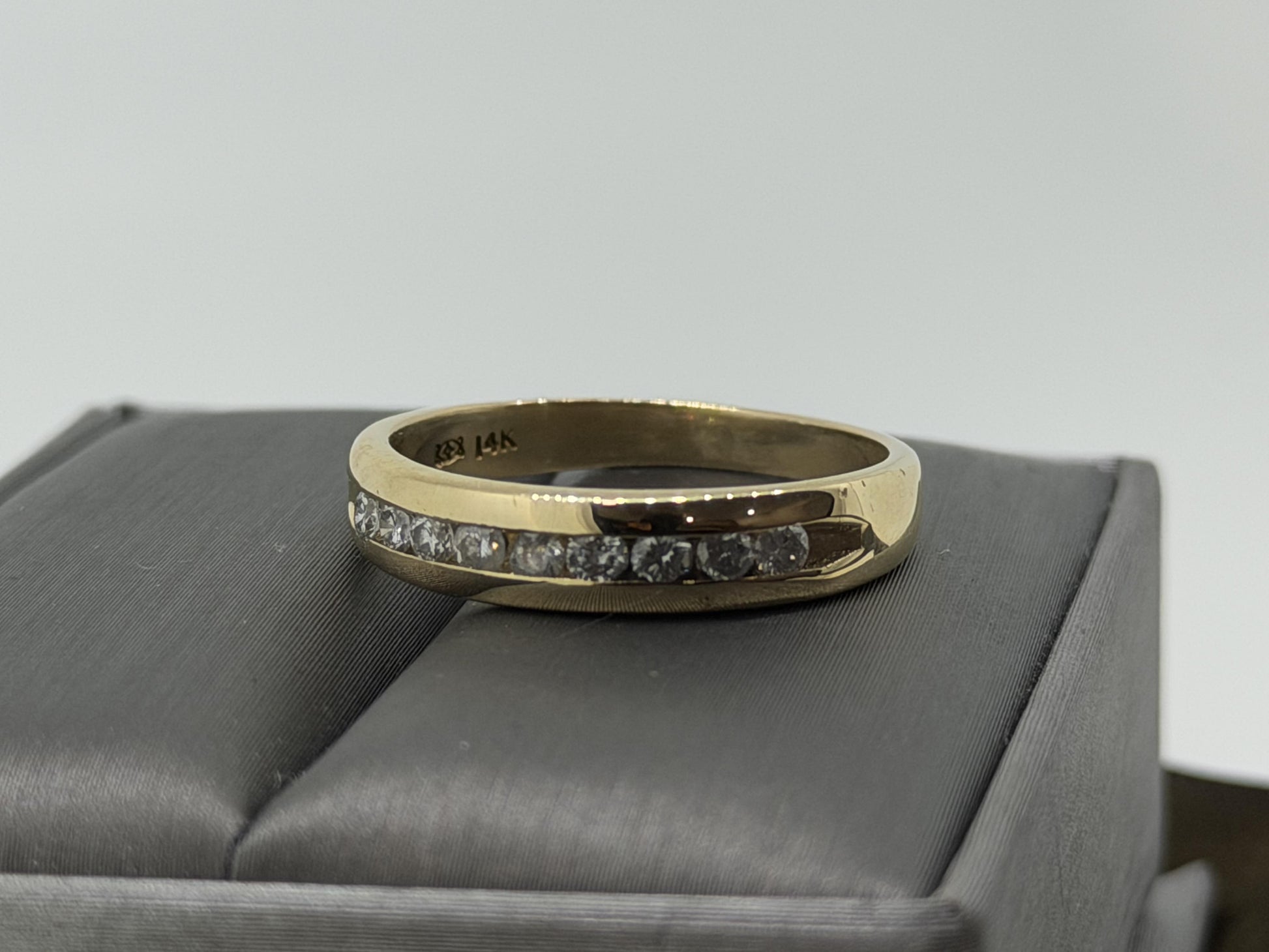 14k Mens Diamond Channel Ring .50ctw Eternity Band Ring Wedding Anniversary