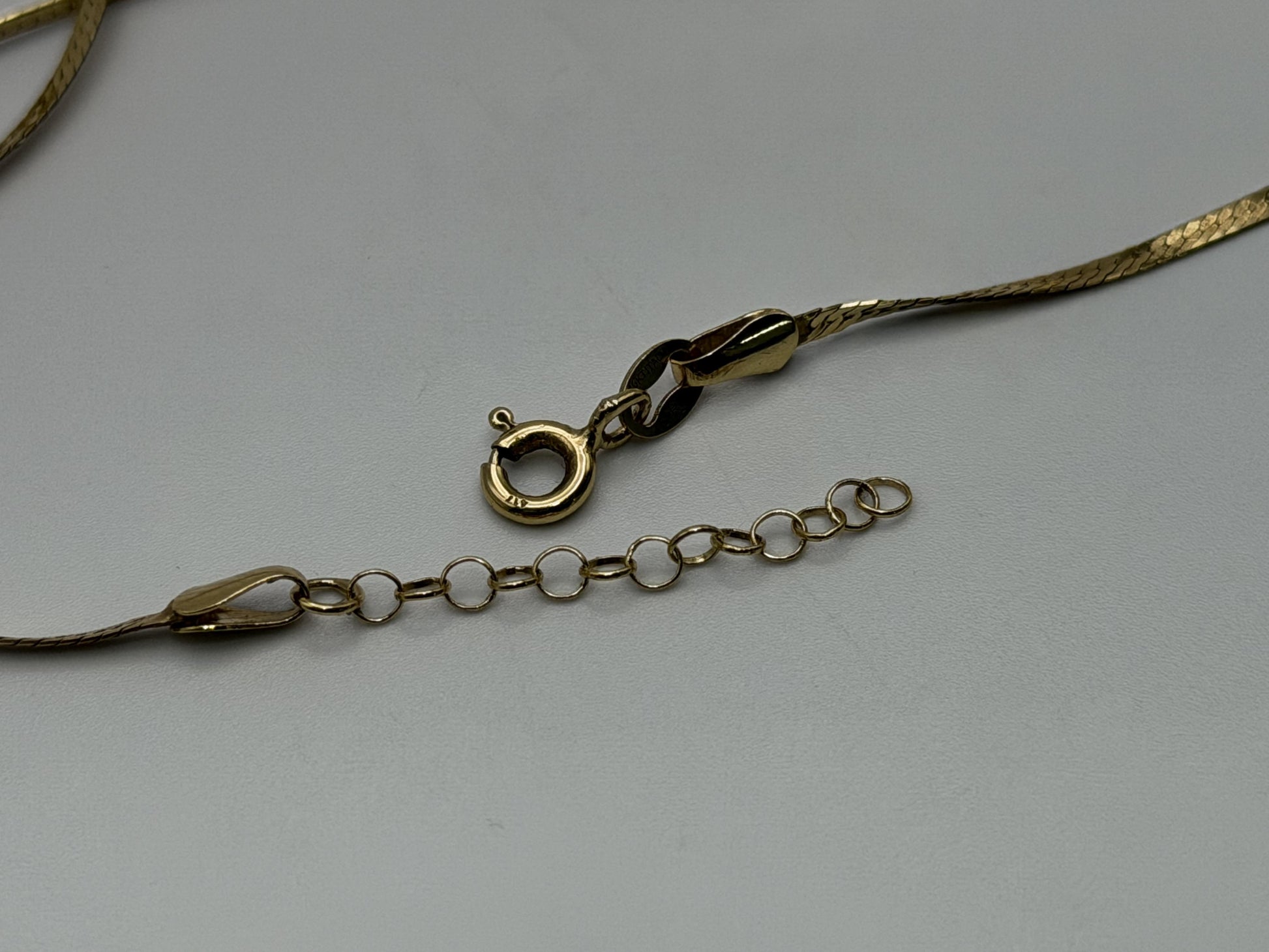 10k Italy Yellow Gold Lariat Herring Bone Necklace Chain 17 Inch Womens Y Drop
