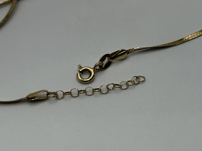 10k Italy Yellow Gold Lariat Herring Bone Necklace Chain 17 Inch Womens Y Drop
