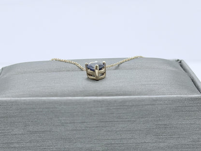 10k Gold Diamond & Blue Sapphire Heart Love Pendant 18" Chain Necklace