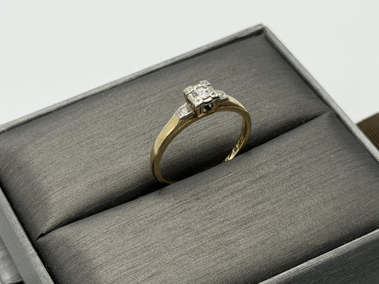 14k Yellow Gold Triple Diamond Engagement Ring Promise Ring Wedding Band