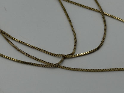 14K Yellow Gold  Diamond Love Heart Gold Box Chain Heart Pendant Necklace