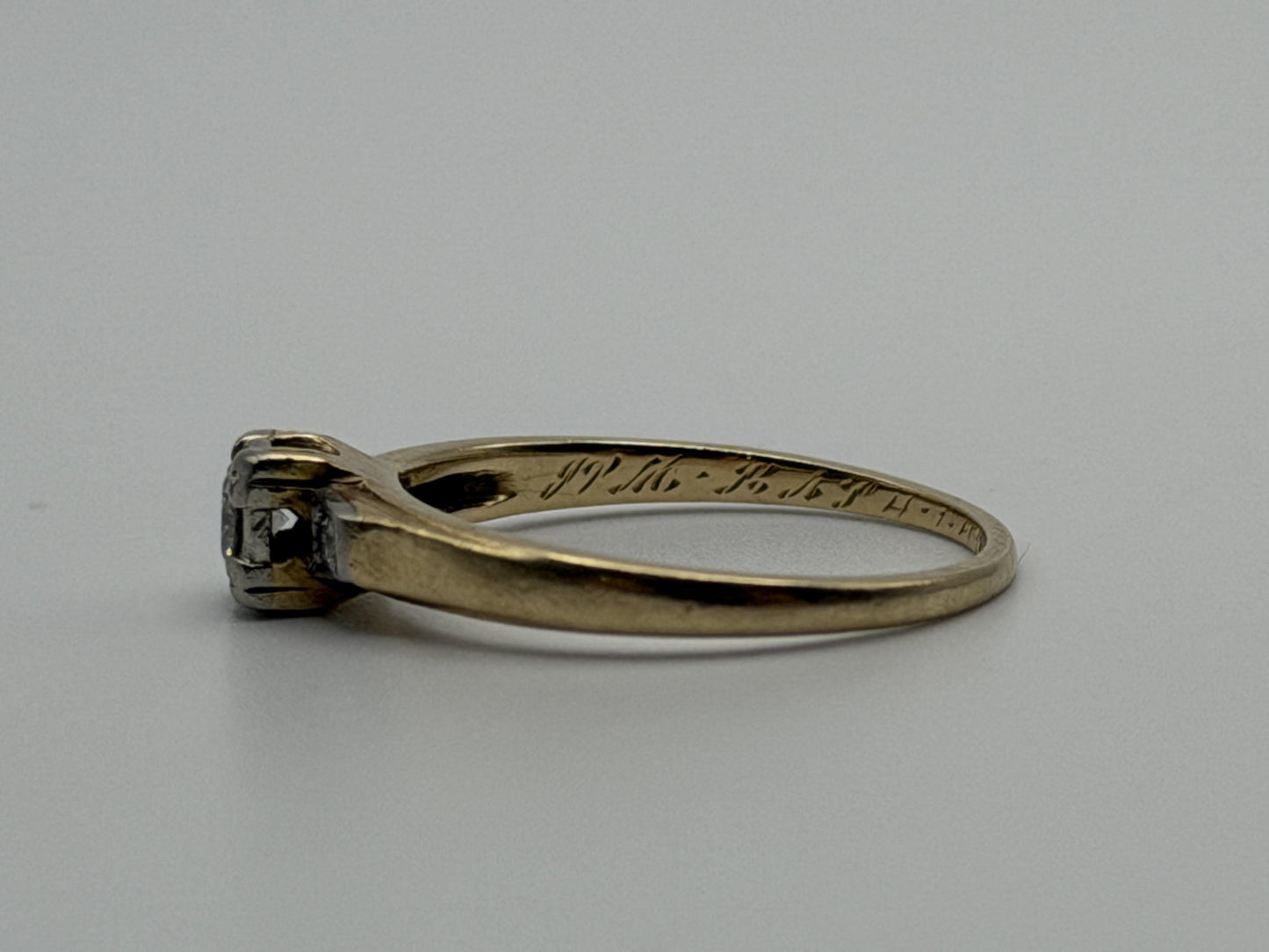 14k Yellow Gold Triple Diamond Engagement Ring Promise Ring Wedding Band