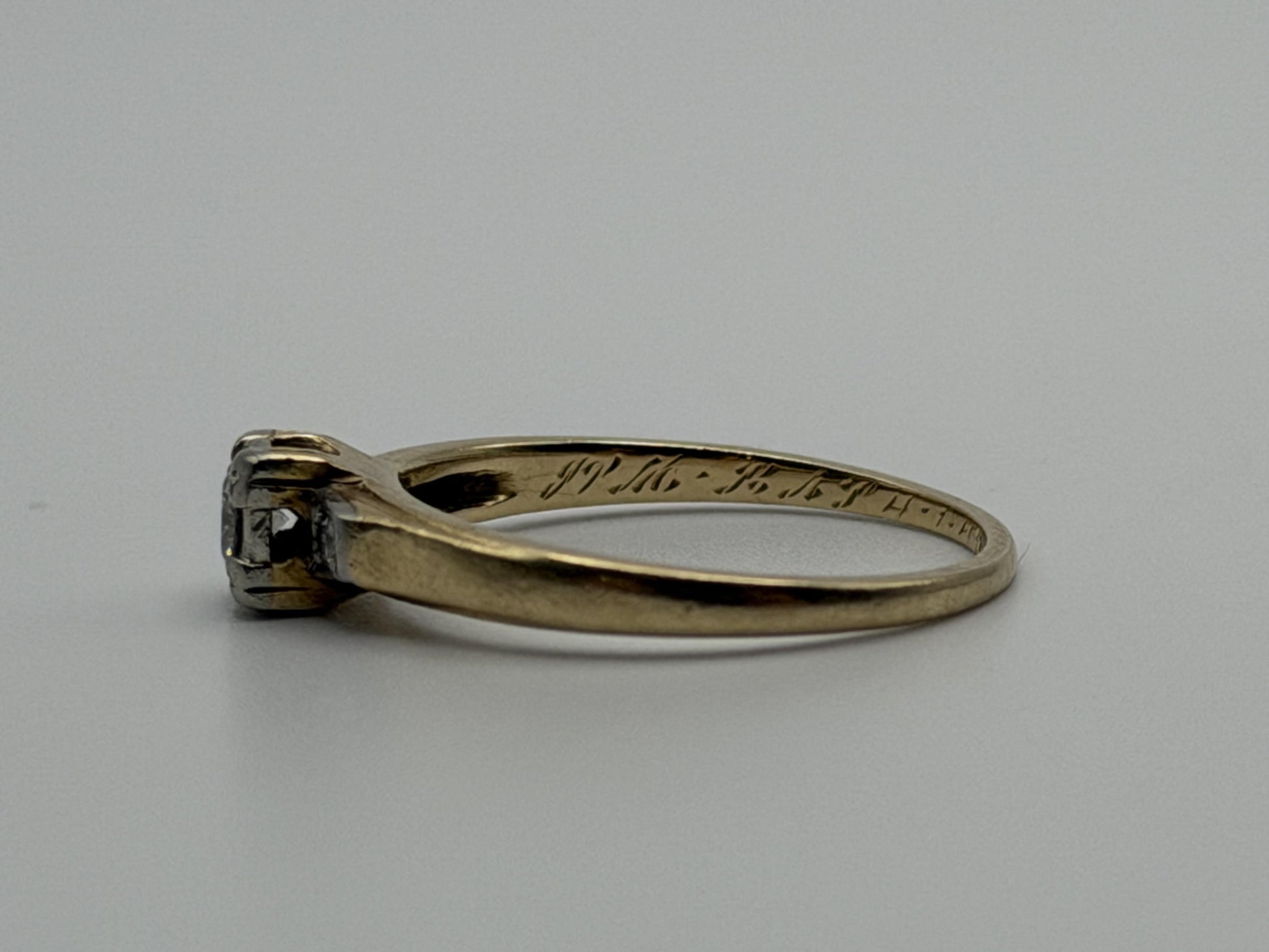 14k Yellow Gold Triple Diamond Engagement Ring Promise Ring Wedding Band