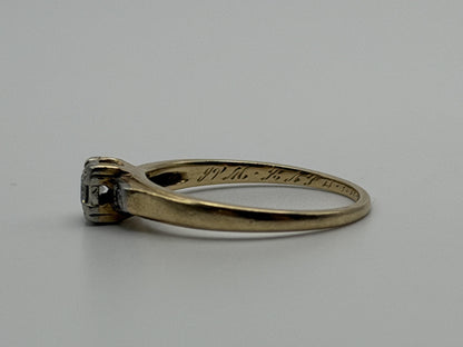14k Yellow Gold Triple Diamond Engagement Ring Promise Ring Wedding Band