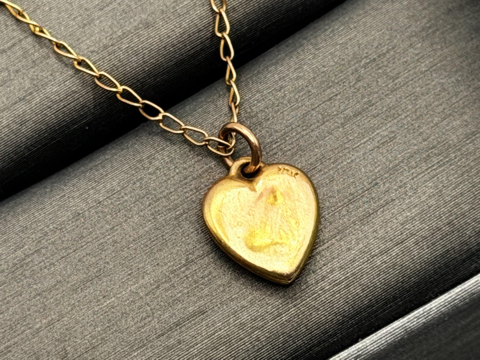 10k Vintage Gold Heart Diamond Love Pendant Necklace Dainty Chain