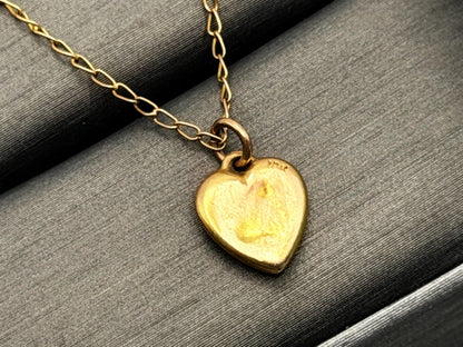 10k Vintage Gold Heart Diamond Love Pendant Necklace Dainty Chain