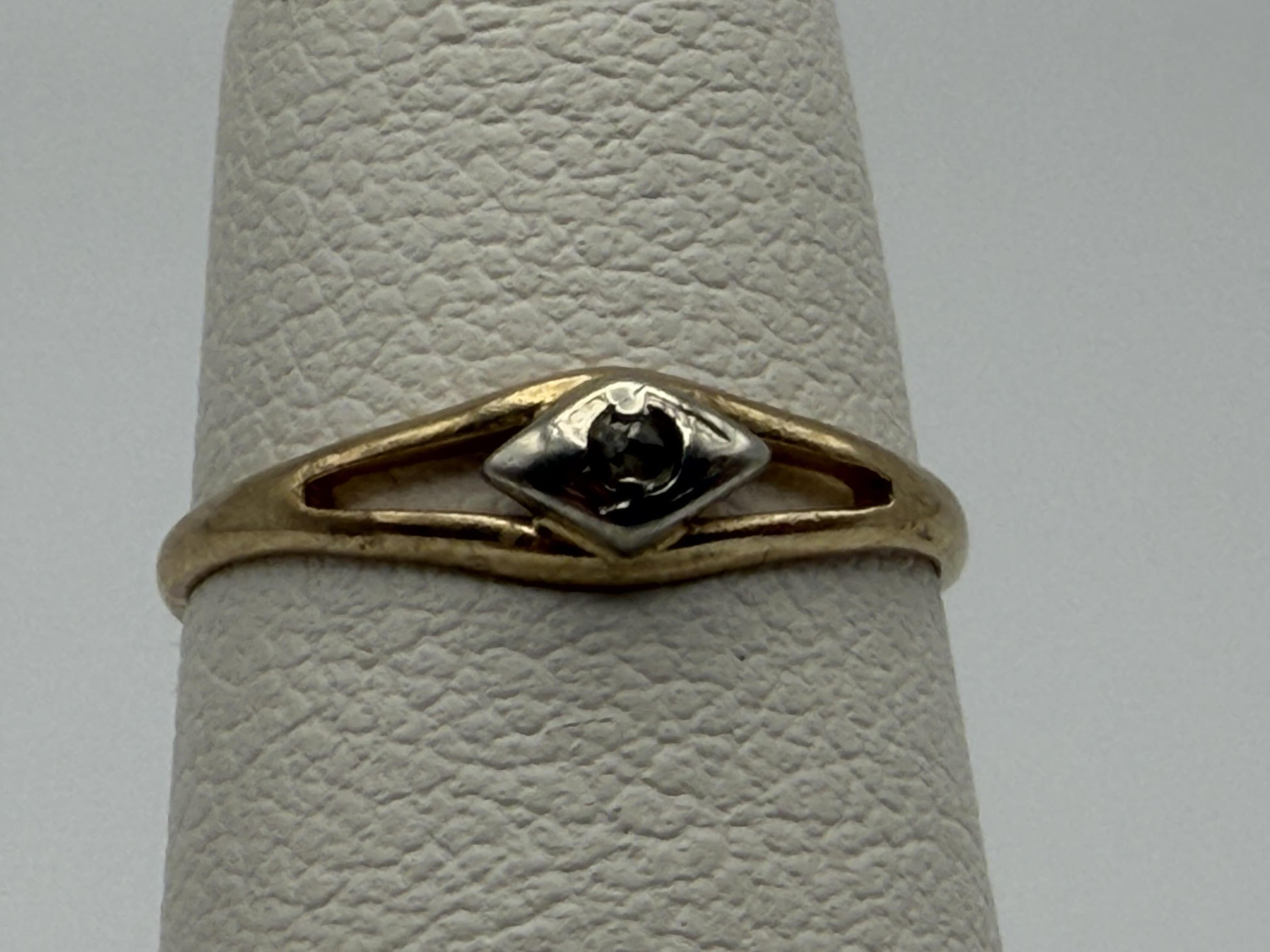 Yellow Gold 14k Diamond Vintage Child's Ring Pinky Signet Love Ring Toe