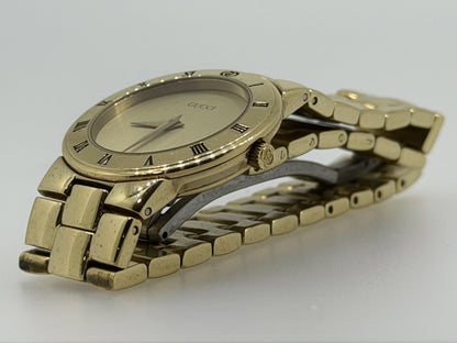 Vintage Gucci Gold Watch, Roman Numeral Bezel, Swiss Made 3000L, Luxury Designer
