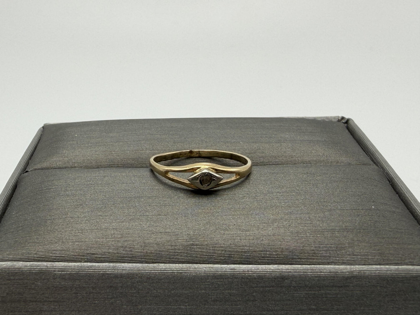 Yellow Gold 14k Diamond Vintage Child's Ring Pinky Signet Love Ring Toe