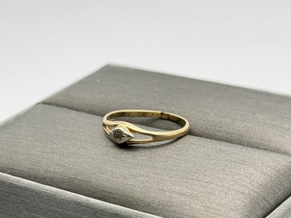 Yellow Gold 14k Diamond Vintage Child's Ring Pinky Signet Love Ring Toe