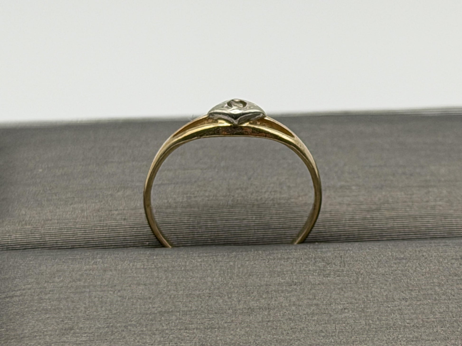 Yellow Gold 14k Diamond Vintage Child's Ring Pinky Signet Love Ring Toe