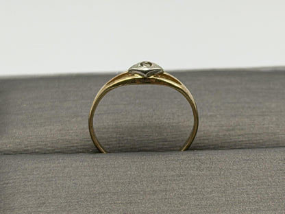 Yellow Gold 14k Diamond Vintage Child's Ring Pinky Signet Love Ring Toe
