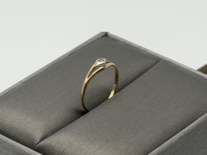 Yellow Gold 14k Diamond Vintage Child's Ring Pinky Signet Love Ring Toe