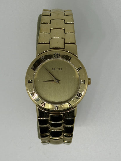 Vintage Gucci Gold Watch, Roman Numeral Bezel, Swiss Made 3000L, Luxury Designer