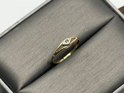Yellow Gold 14k Diamond Vintage Child's Ring Pinky Signet Love Ring Toe