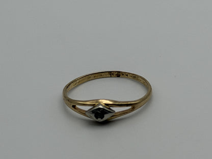 Yellow Gold 14k Diamond Vintage Child's Ring Pinky Signet Love Ring Toe