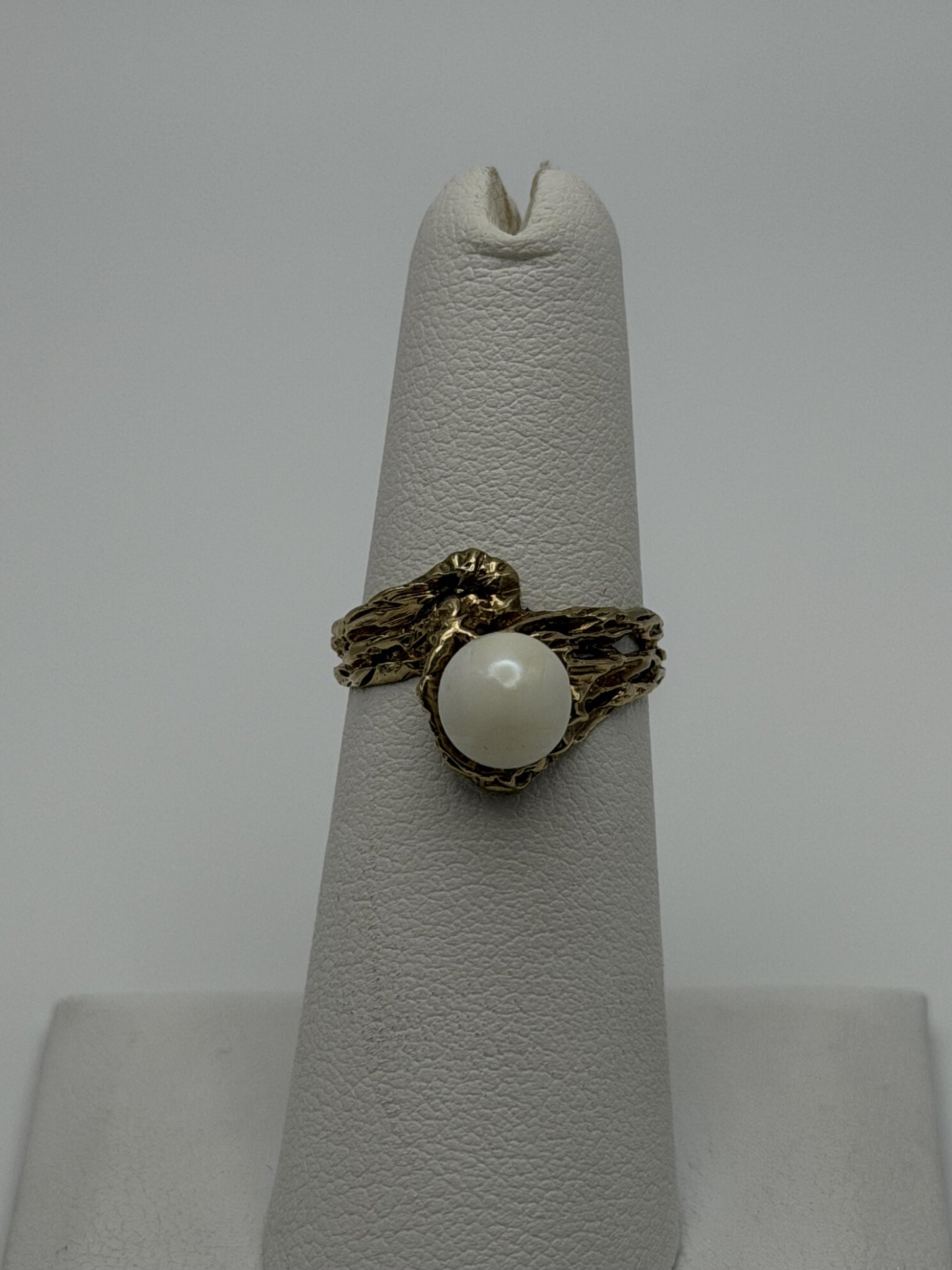 14k Yellow Gold Vintage Pearl Ring Cocktail Ring Statement Ring