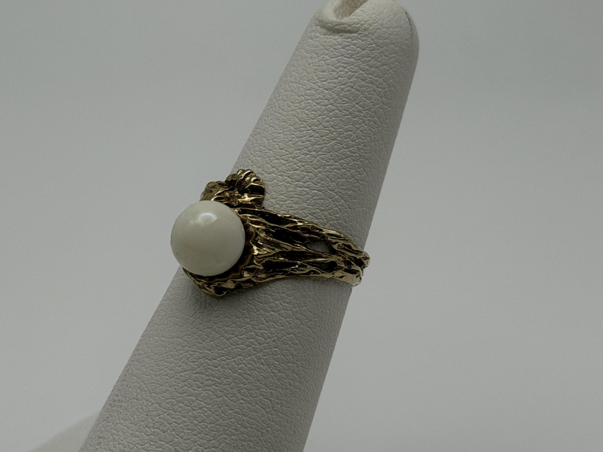14k Yellow Gold Vintage Pearl Ring Cocktail Ring Statement Ring