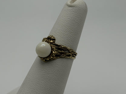 14k Yellow Gold Vintage Pearl Ring Cocktail Ring Statement Ring