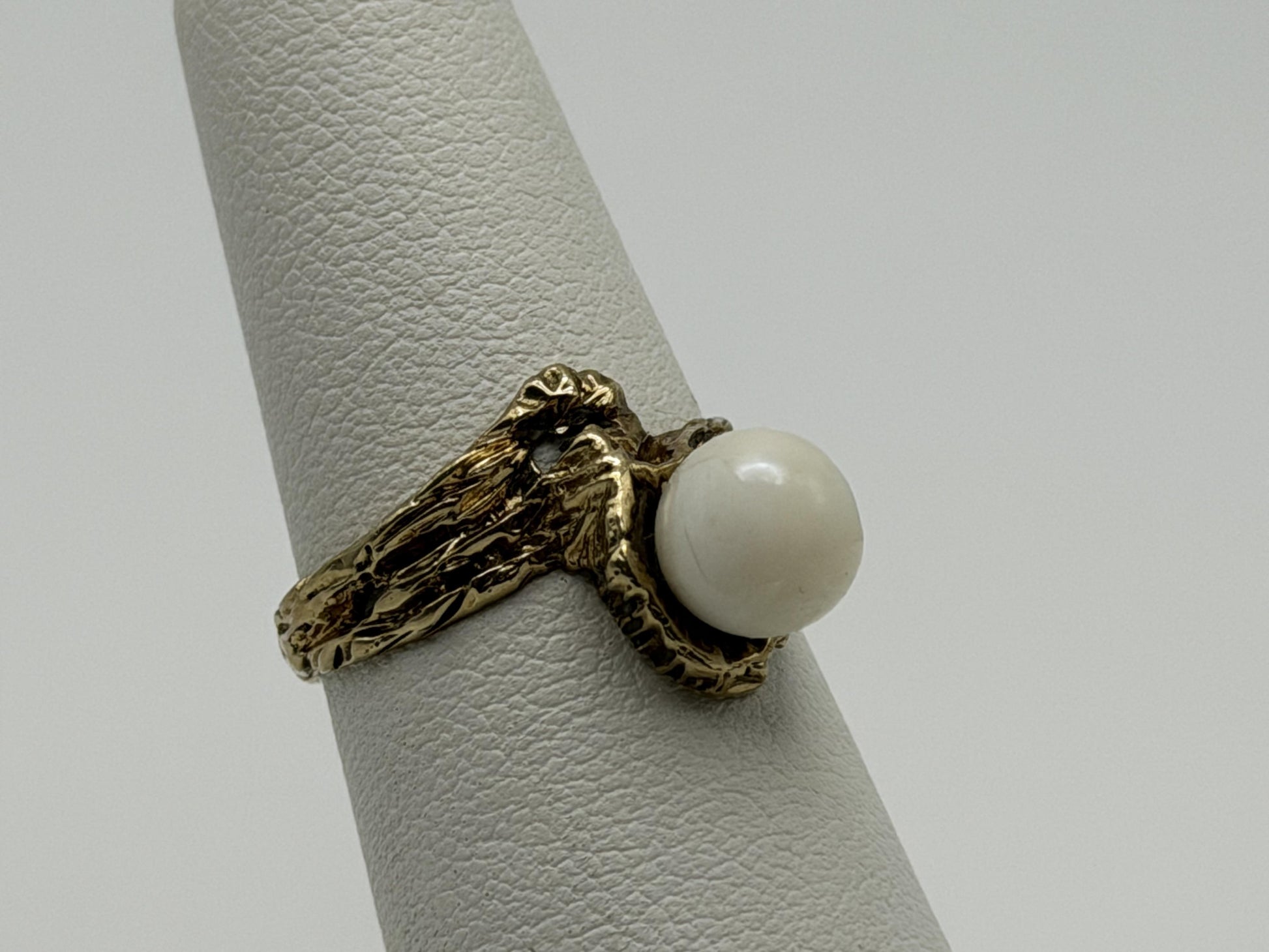14k Yellow Gold Vintage Pearl Ring Cocktail Ring Statement Ring
