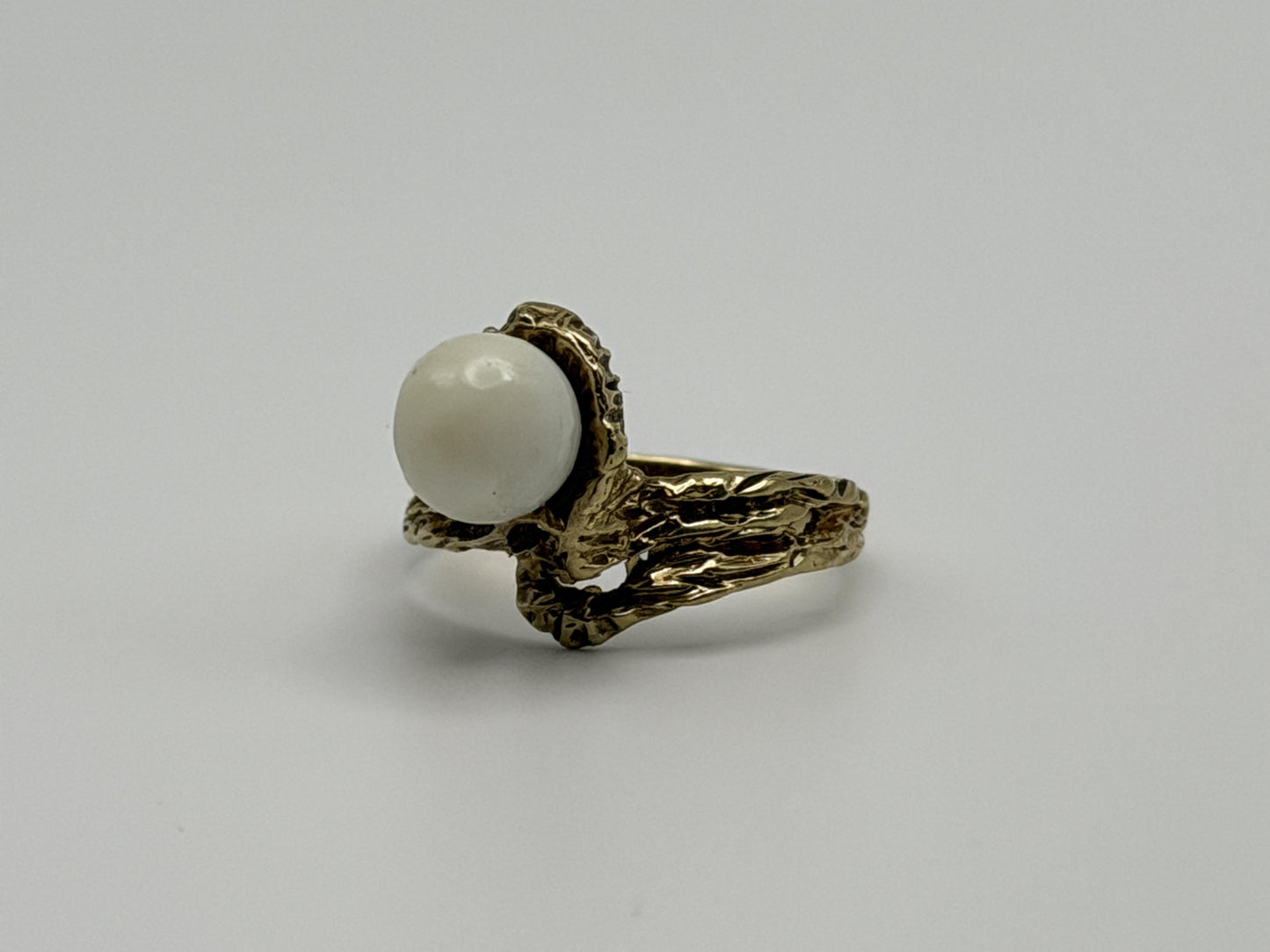 14k Yellow Gold Vintage Pearl Ring Cocktail Ring Statement Ring