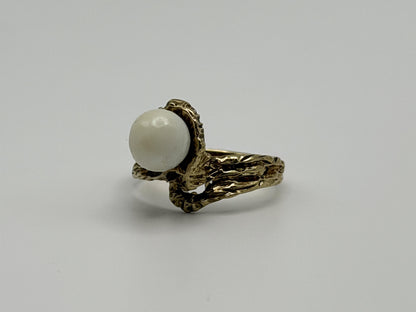 14k Yellow Gold Vintage Pearl Ring Cocktail Ring Statement Ring
