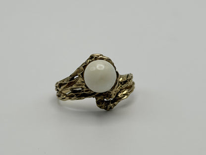 14k Yellow Gold Vintage Pearl Ring Cocktail Ring Statement Ring