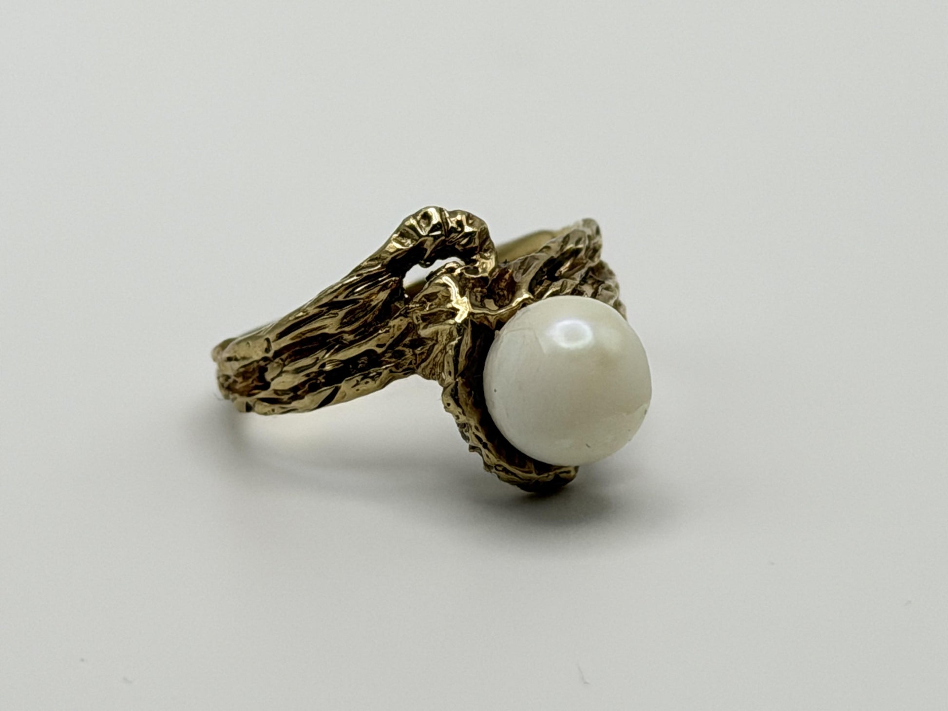 14k Yellow Gold Vintage Pearl Ring Cocktail Ring Statement Ring