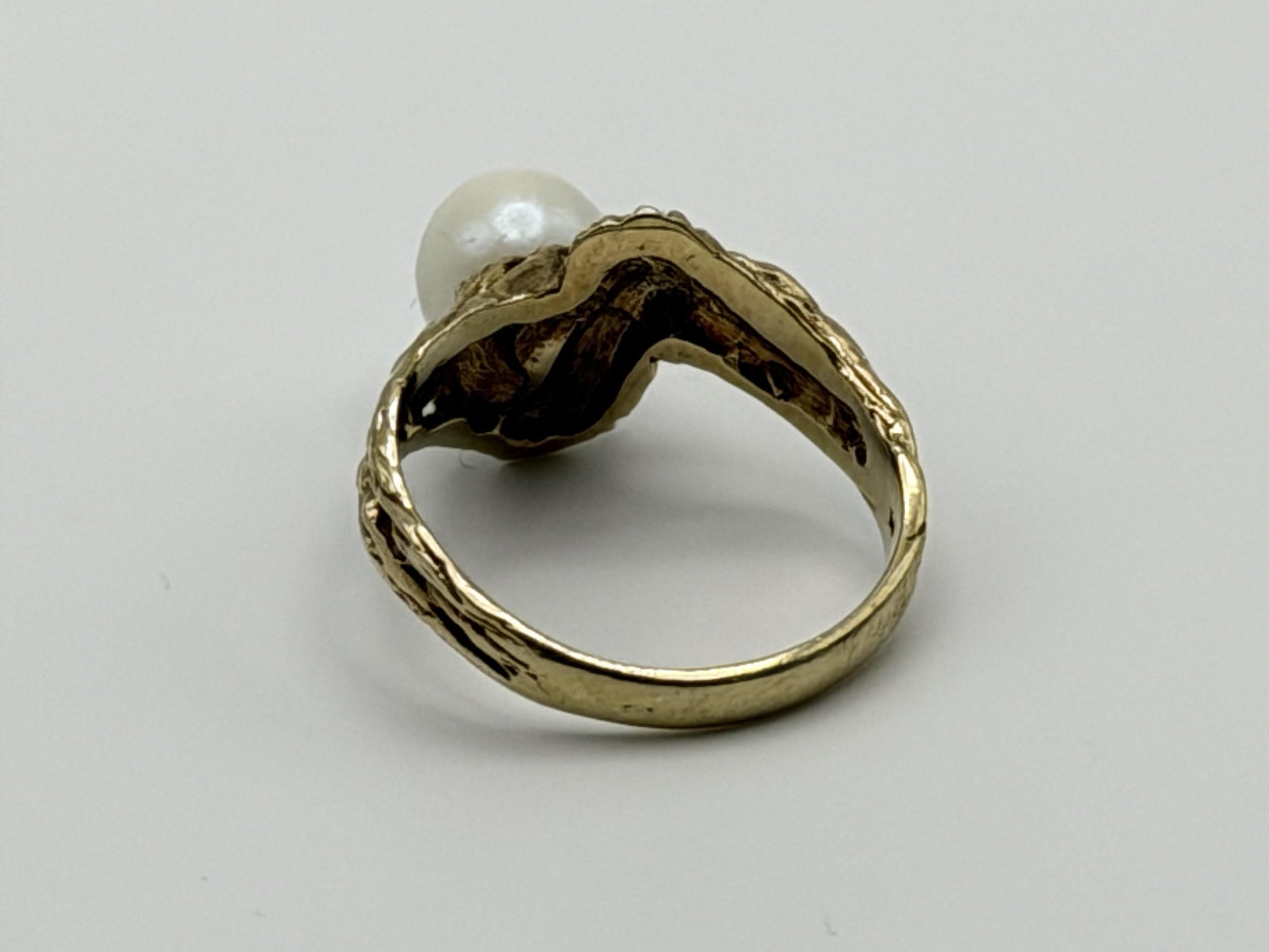 14k Yellow Gold Vintage Pearl Ring Cocktail Ring Statement Ring