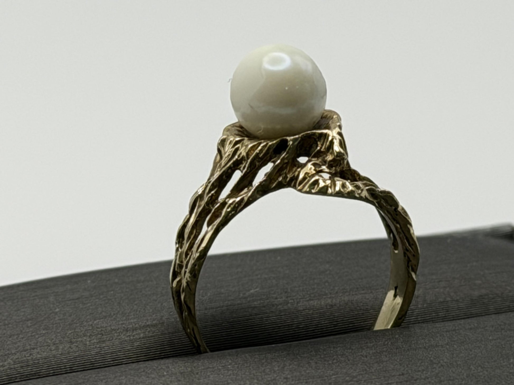 14k Yellow Gold Vintage Pearl Ring Cocktail Ring Statement Ring