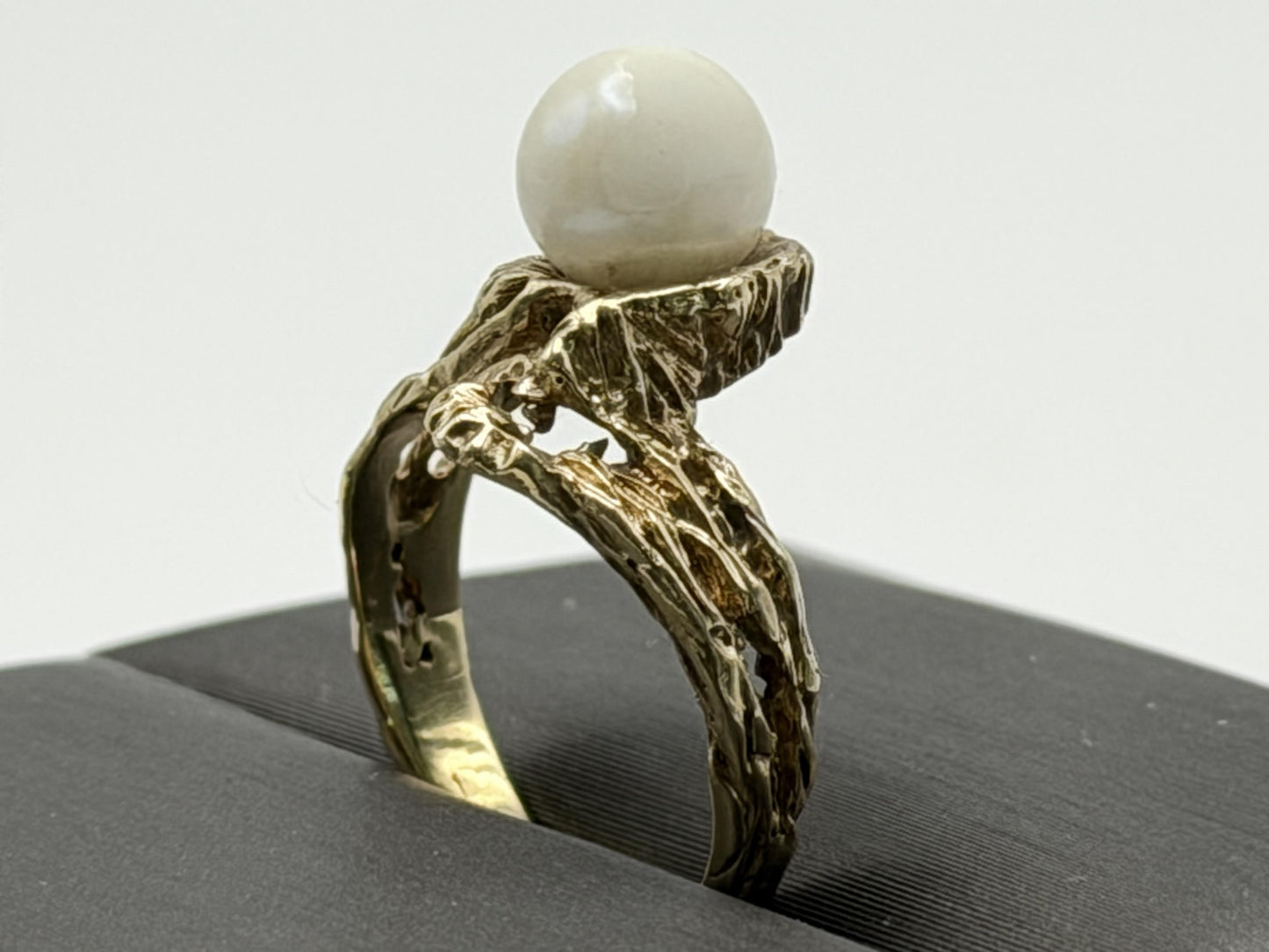 14k Yellow Gold Vintage Pearl Ring Cocktail Ring Statement Ring