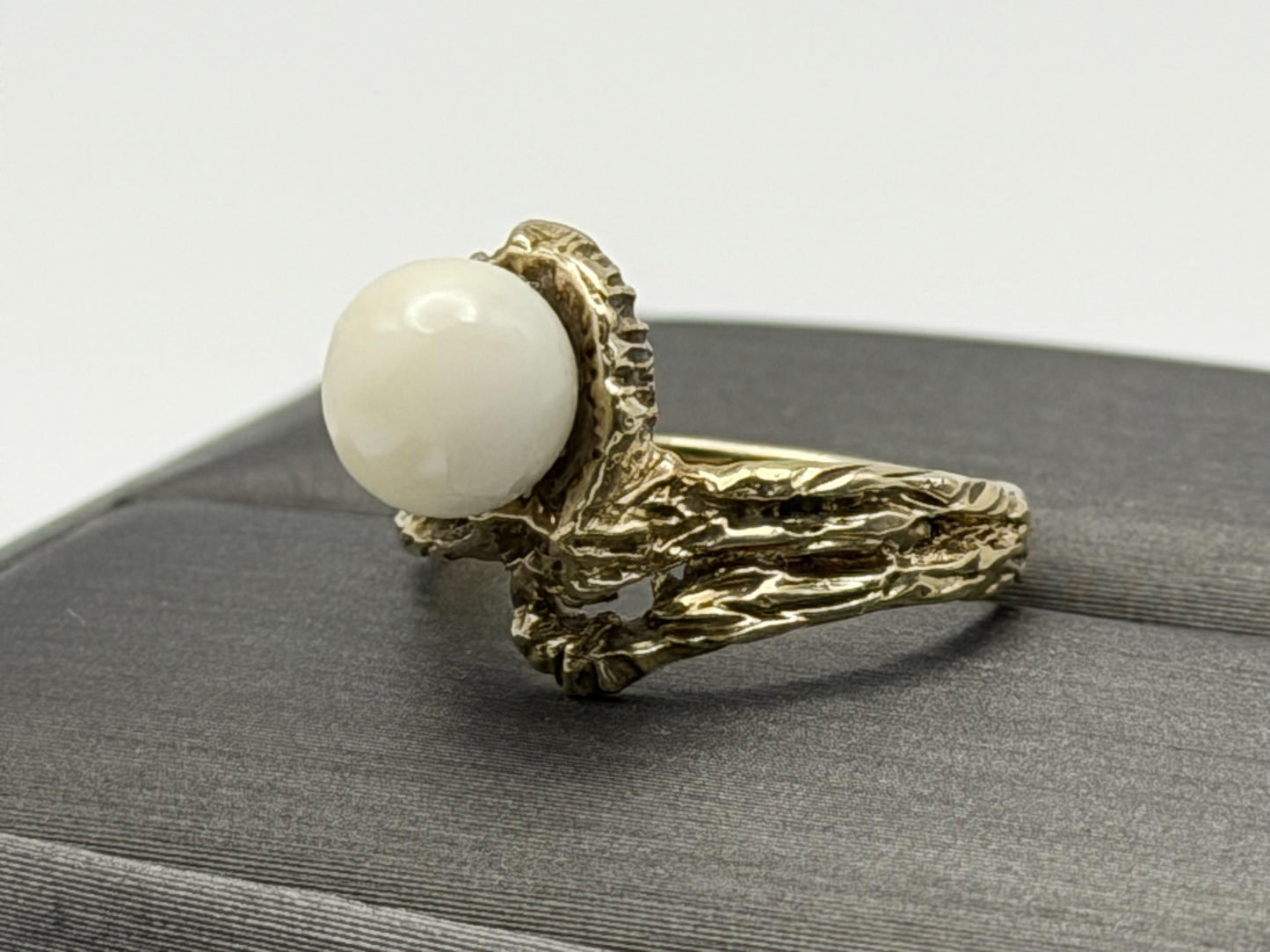 14k Yellow Gold Vintage Pearl Ring Cocktail Ring Statement Ring