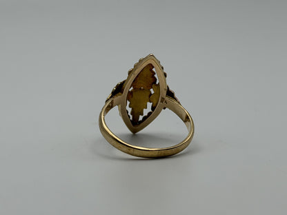 Vintage 10k Black Hills Gold Leaf Multi-Tone Gold Signet Statement Ring