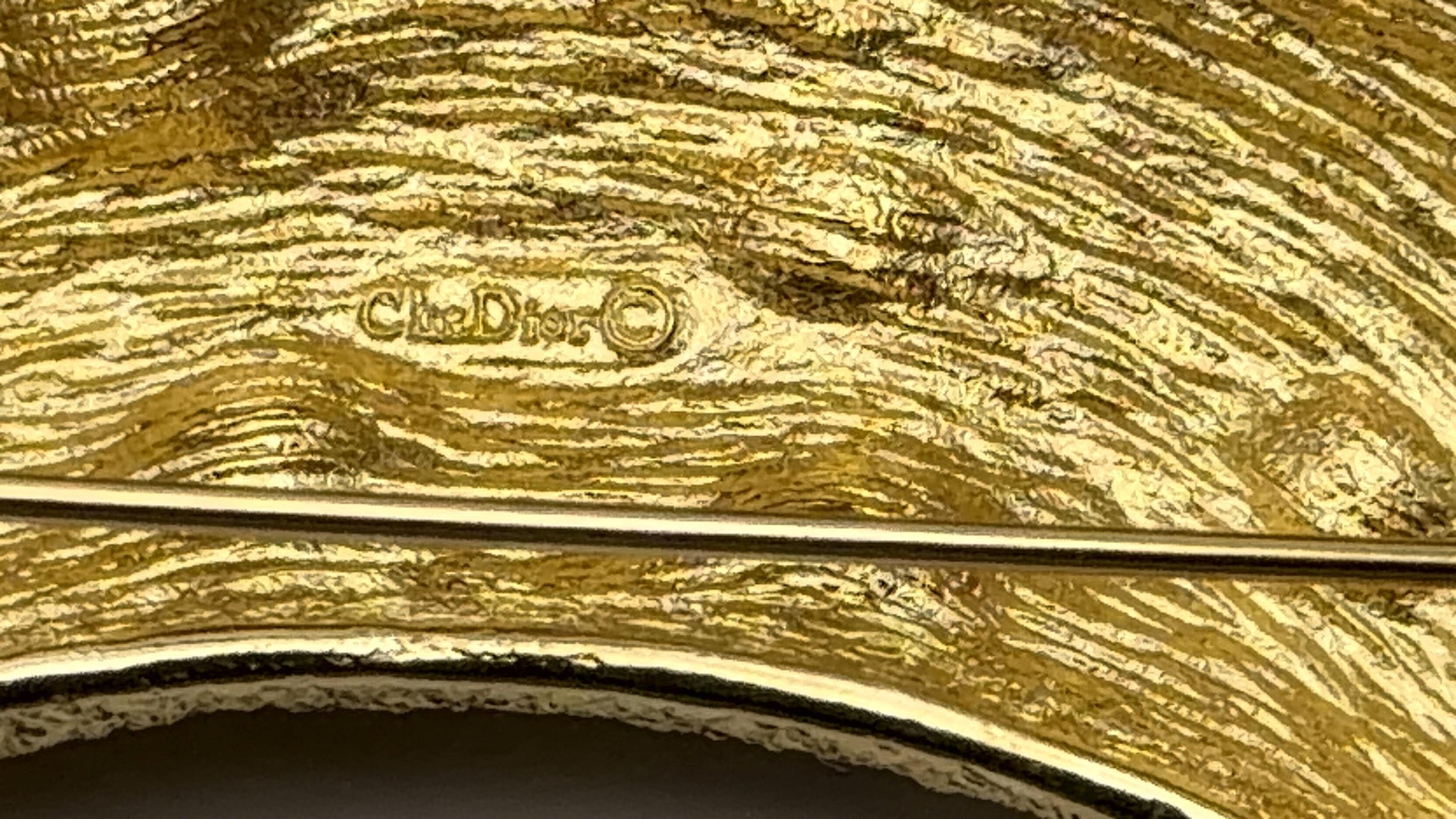 Real Christian Dior 18k Gold Plated Crescent Moon Brooch Pin Vintage Rhinestone