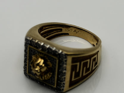 Vintage 10k Solid Gold Mens Diamond & Ruby Lion King Statement Ring 7.8gr