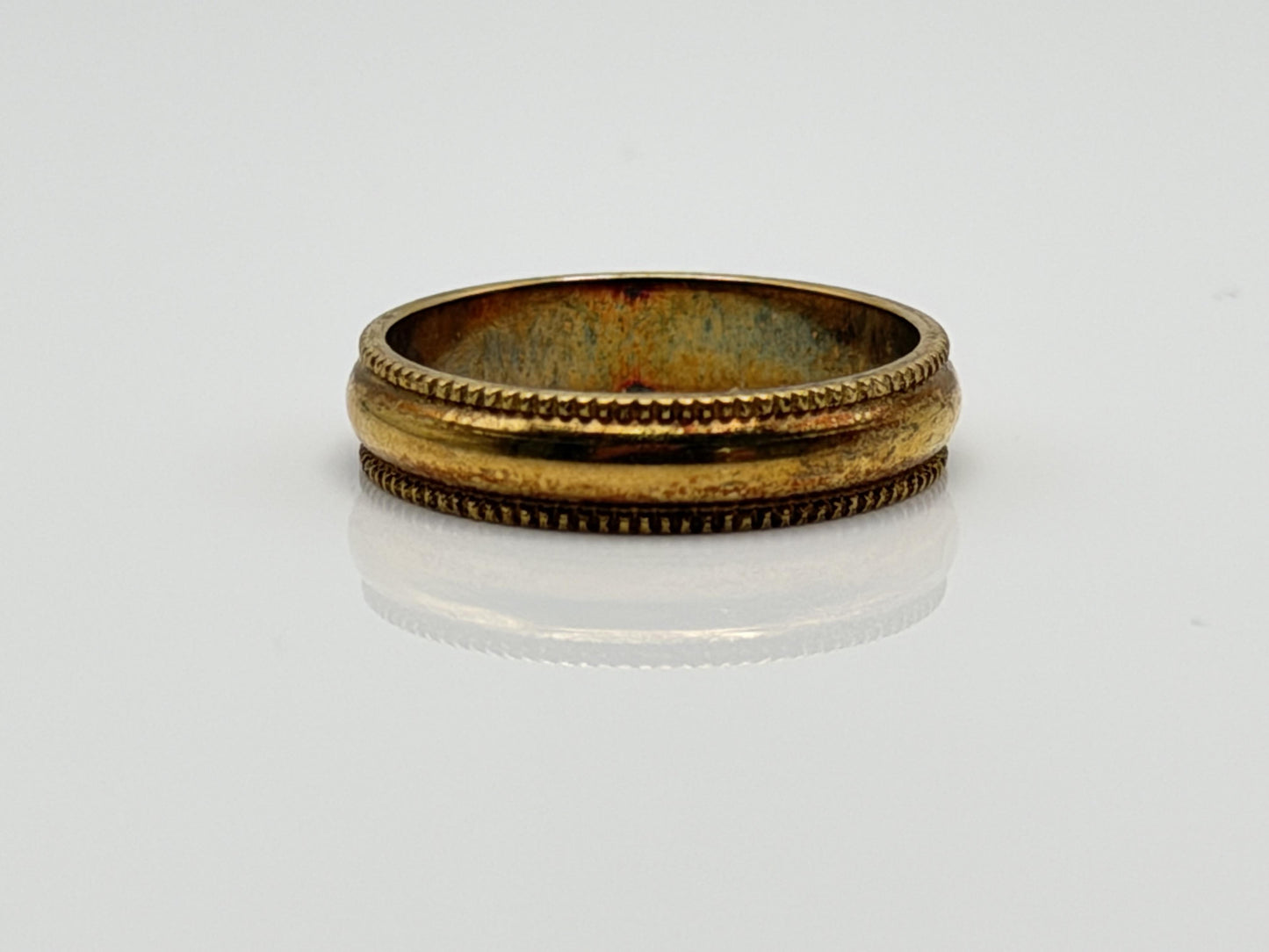 18k Gold Plated Miligrain Comfort Fit Wedding Band Minimalist Ring