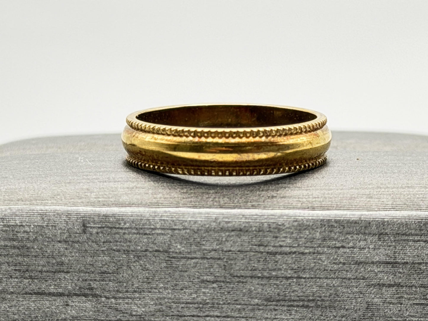 18k Gold Plated Miligrain Comfort Fit Wedding Band Minimalist Ring