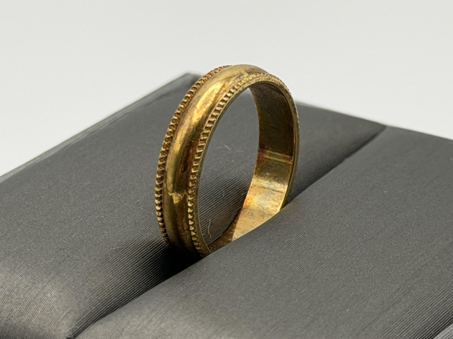 18k Gold Plated Miligrain Comfort Fit Wedding Band Minimalist Ring