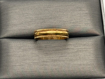 18k Gold Plated Miligrain Comfort Fit Wedding Band Minimalist Ring