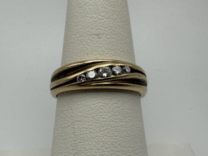 14k Yellow Gold Solid Gold Diamond Wedding Band Anniversary Ring