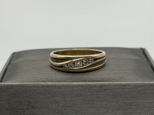 14k Yellow Gold Solid Gold Diamond Wedding Band Anniversary Ring