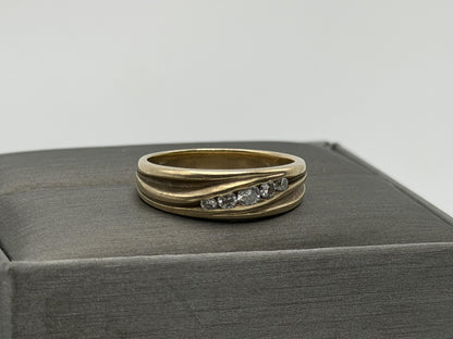 14k Yellow Gold Solid Gold Diamond Wedding Band Anniversary Ring
