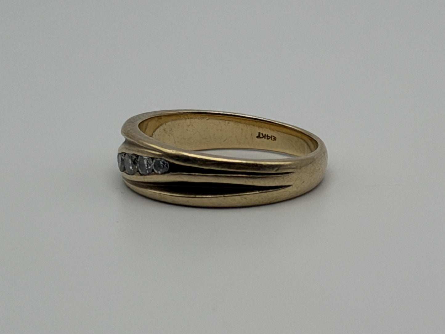 14k Yellow Gold Solid Gold Diamond Wedding Band Anniversary Ring